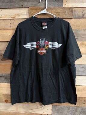 Harley-Davidson Black Tee with Flame Motorcycle Emblem